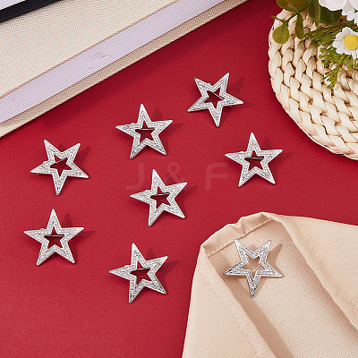 8Pcs Star Alloy Rhinestone Lapel Pinks for Backpack Clothes JEWB-DC0001-35P-1