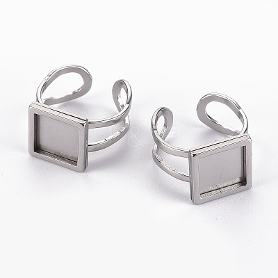 Tarnish Resistant 201 Stainless Steel Cuff Pad Ring Settings STAS-S080-041A-P-1