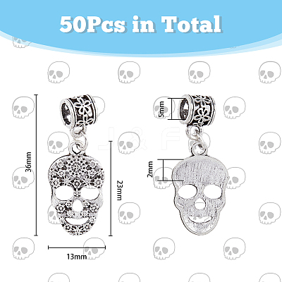 50Pcs Tibetan Style Alloy European Dangle Charms FIND-DC0002-79-1