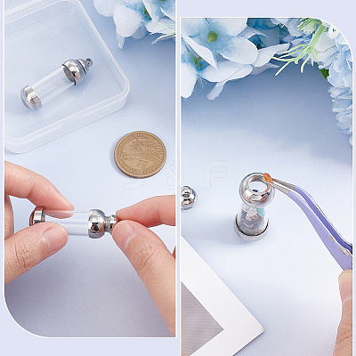 2Pcs 304 Stainless Steel Glass Bottle Pendants STAS-UN0044-69-1