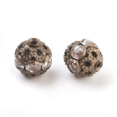 Brass Rhinestone Beads RB-A011-8mm-01AB-NF-1