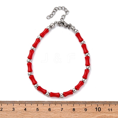 304 Stainless Steel Beaded Bracelets for Women BJEW-M056-04P-1