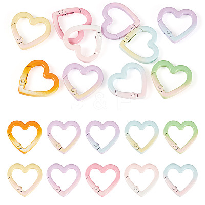 10Pcs 10 Colors Baking Paint Alloy Spring Gate Rings FIND-TA0009-95-1