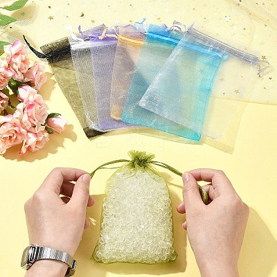 50Pcs Organza Bags Jewellery Storage Pouches Wedding Favour Party Mesh Drawstring Gift OP-FS0001-05B-1