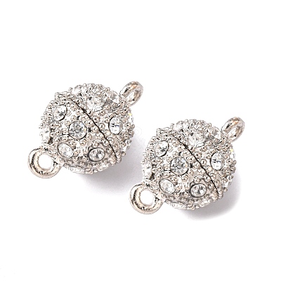Alloy Rhinestone Magnetic Clasps with Loops X-RB-H116-3-N-1-1