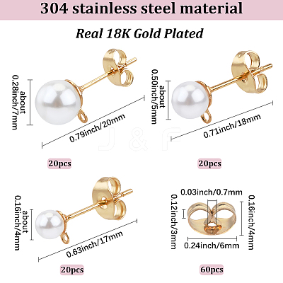 304 Stainless Steel Stud Earring Findings EJEW-SP0001-17M-1