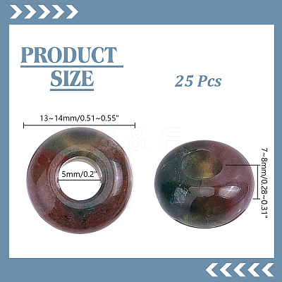 25Pcs Natural Indian Agate European Large Hole Beads G-HY0002-07-1