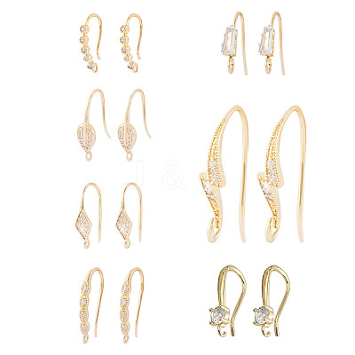 7 Pairs 7 Style Brass Micro Pave Cubic Zirconia Earring Hooks KK-TA0001-20-1