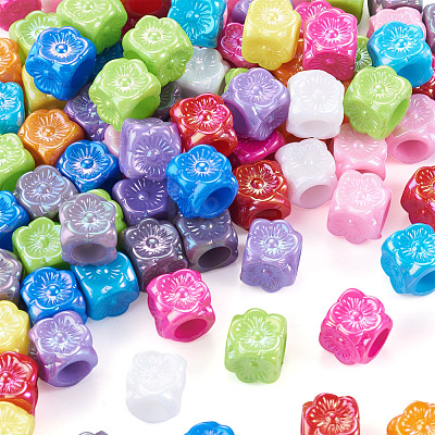 100Pcs Pearlized UV Plating Opaque Acrylic European Beads SACR-TA0001-77A-1
