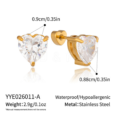 304 Stainless Steel Pave Cubic Zirconia Stud Earrings for Women KT7449-1-1