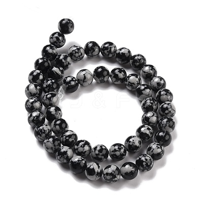 Synthetic Snowflake Obsidian Beads Strands G-E568-03A-1