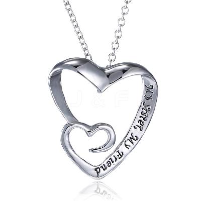 Creative Heart Engraved My Sister NJEW-N0052-098-1