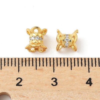 Brass Micro Pave Clear Cubic Zirconia Bead Caps KK-V015-24G-01-1