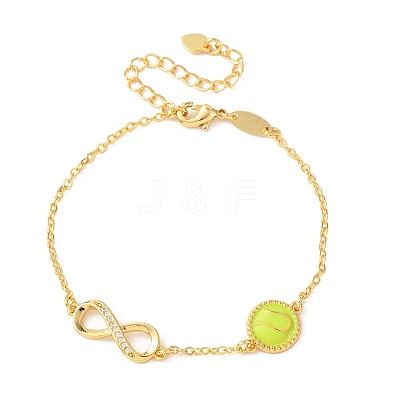 Sports Brass Micro Pave Cubic Zirconia Infinity Link Bracelets LS-BJEW-D386-01A-G-1