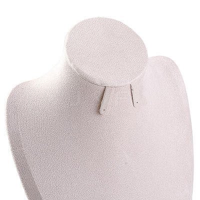 Bust Shaped Microfiber & Wood Jewelry Necklace & Earrings Display Stands NDIS-H042-01C-03-1