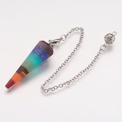 Natural & Synthetic Gemstone Hexagonal Pointed Dowsing Pendulums KK-P082-02-1