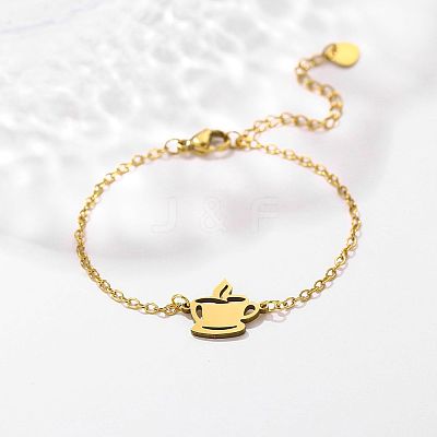 304 Stainless Steel Coffee Cup Link Bracelets WGD403D-02-1