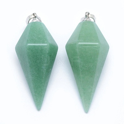 Natural Green Aventurine Pointed Pendants KK-E757-F-02P-1