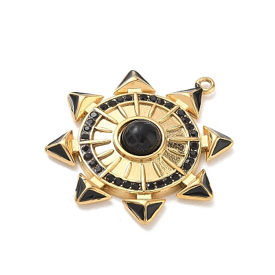 304 Stainless Steel Enamel Pendants STAS-F360-02G-1