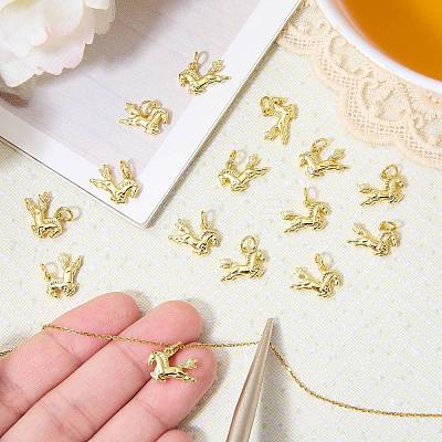 15Pcs Brass Horse Charms KK-SZ0007-45-1