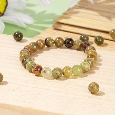 100Pcs 8mm Natural Green Garnet Round Beads DIY-LS0002-63-1