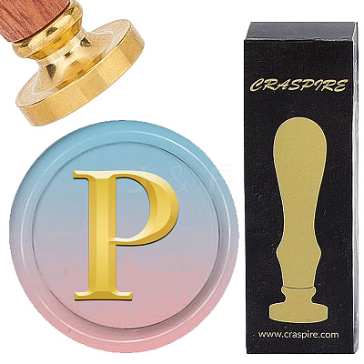 Brass Wax Seal Stamp with Wood Handle AJEW-WH0412-0311-1