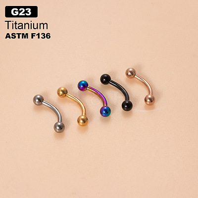 G23 Titanium Eyebrow Round Ball Curved Barbell Eyebrow Rings WGFD71D-34-1