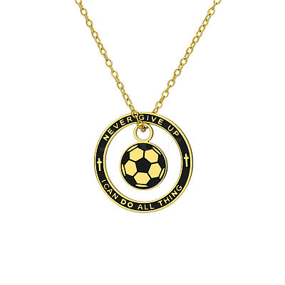 304 Stainless Steel Enamel Sport Football Pendant Necklaces WGDDA99-03-1