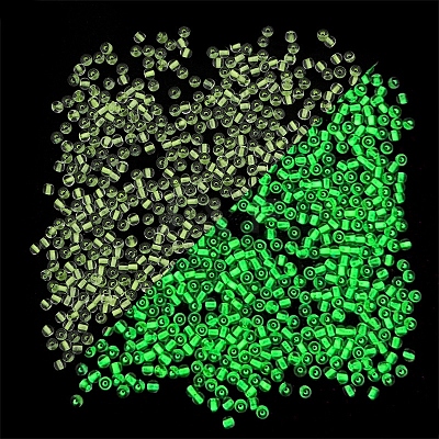 Glow in the Dark Luminous Transparent Glass Round Seed Beads LUMI-PW0004-006A-08-1