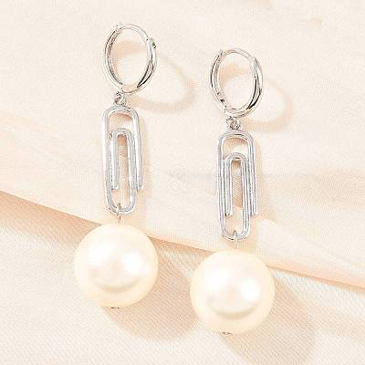 Paperclip with Round Brass Hoop Earrings EJEW-Z164-12P-1