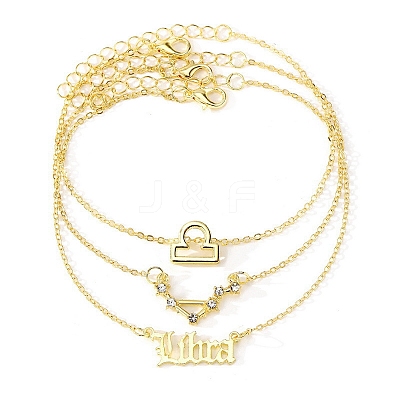 3Pcs Alloy Rhinestones Anklets AJEW-S083-01G-11-1