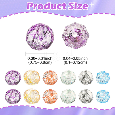 Crackle Transparent Glass Beads Strands GLAA-YW0005-73A-1