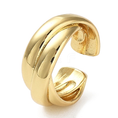 Rack Plating Brass Criss Cross Open Cuff Rings for Women LS-RJEW-Q777-04G-1
