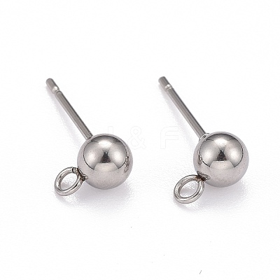 Non-Tarnish 40Pcs 4 Styles 202 Stainless Steel Ball Stud Earring Findings STAS-LS0001-13P-1