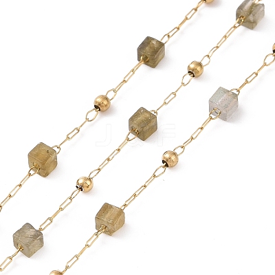 Natural Labradorite Square Beaded Chains AJEW-SZ0002-43E-1
