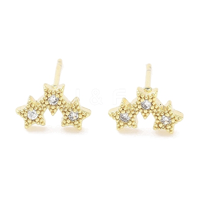 Brass Micro Pave Clear Cubic Zirconia Studs Earring for Women EJEW-S217-F06-1