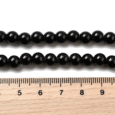 Natural Black Obsidian Beads Strands G-L632-A01-6mm-1