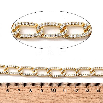 Brass Micro Pave Clear Cubic Zirconia Curb Chains KK-A266-26G-1