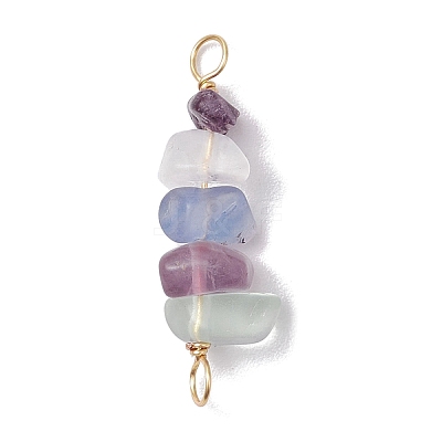10Pcs 5 Styles Constellation Natural Strawberry Quartz & Amethyst & Obsidian & Fluorite & Rose Quartz Copper Wire Wrapped Chip Beaded Connector Charms PALLOY-JF02905-02-1