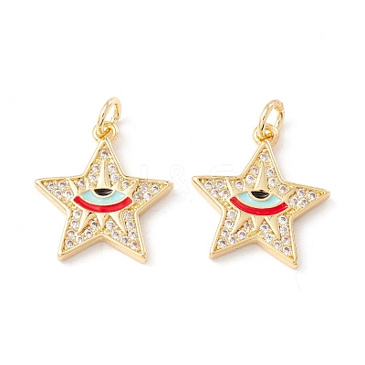 Brass Micro Pave Clear Cubic Zirconia Pendants ZIRC-P098-04G-03-1