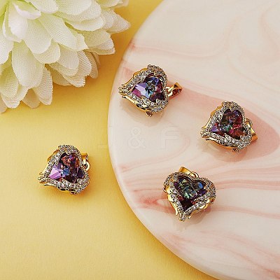 4Pcs Brass Rhinestone Pendants KK-SZ0005-34-1