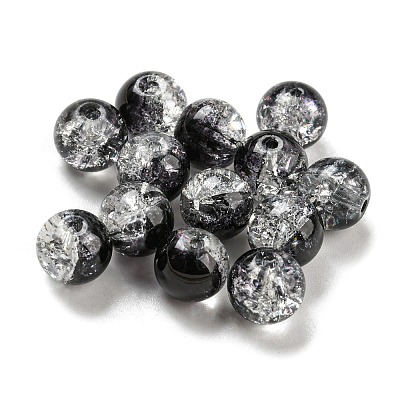 Transparent Spray Painting Crackle Glass Beads GLAA-L046-01B-19-1