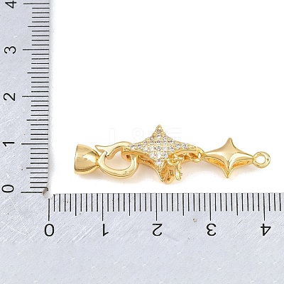 Brass Micro Pave Clear Cubic Zirconia Fold Oval Clasp KK-CBABC34-10G-1
