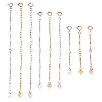 9Pcs 9 Styles 925 Sterling Silver Chain Extender FIND-GA0004-23-1