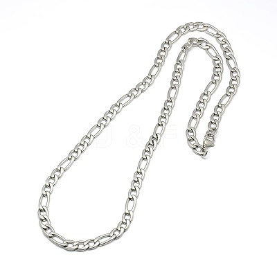 Tarnish Resistant Fashionable Matte 304 Stainless Steel Figaro Chain Necklaces for Men STAS-A028-N017MP-1