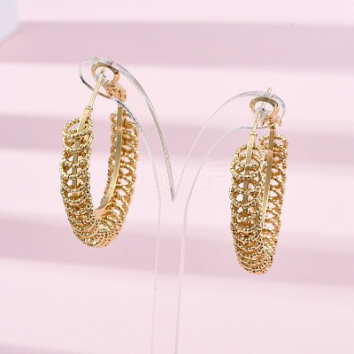 Brass Hoop Earrings EJEW-R025-31G-1