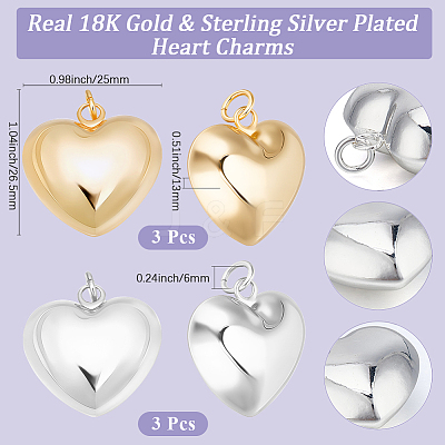 6Pcs 2 Colors Eco-Friendly Brass Pendants KK-BBC0024-64-1