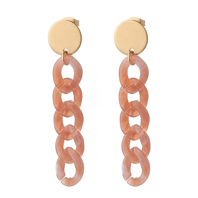 Chunky Acrylic Curb Chain Long Dangle Stud Earrings for Women EJEW-JE04771-1