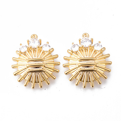 Brass Micro Pave Clear Cubic Zirconia Pendants KK-N232-167-NF-1