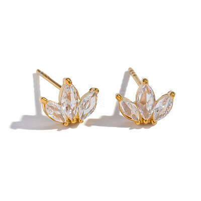 304 Stainless Steel Flower Stud Earrings WA7046-1